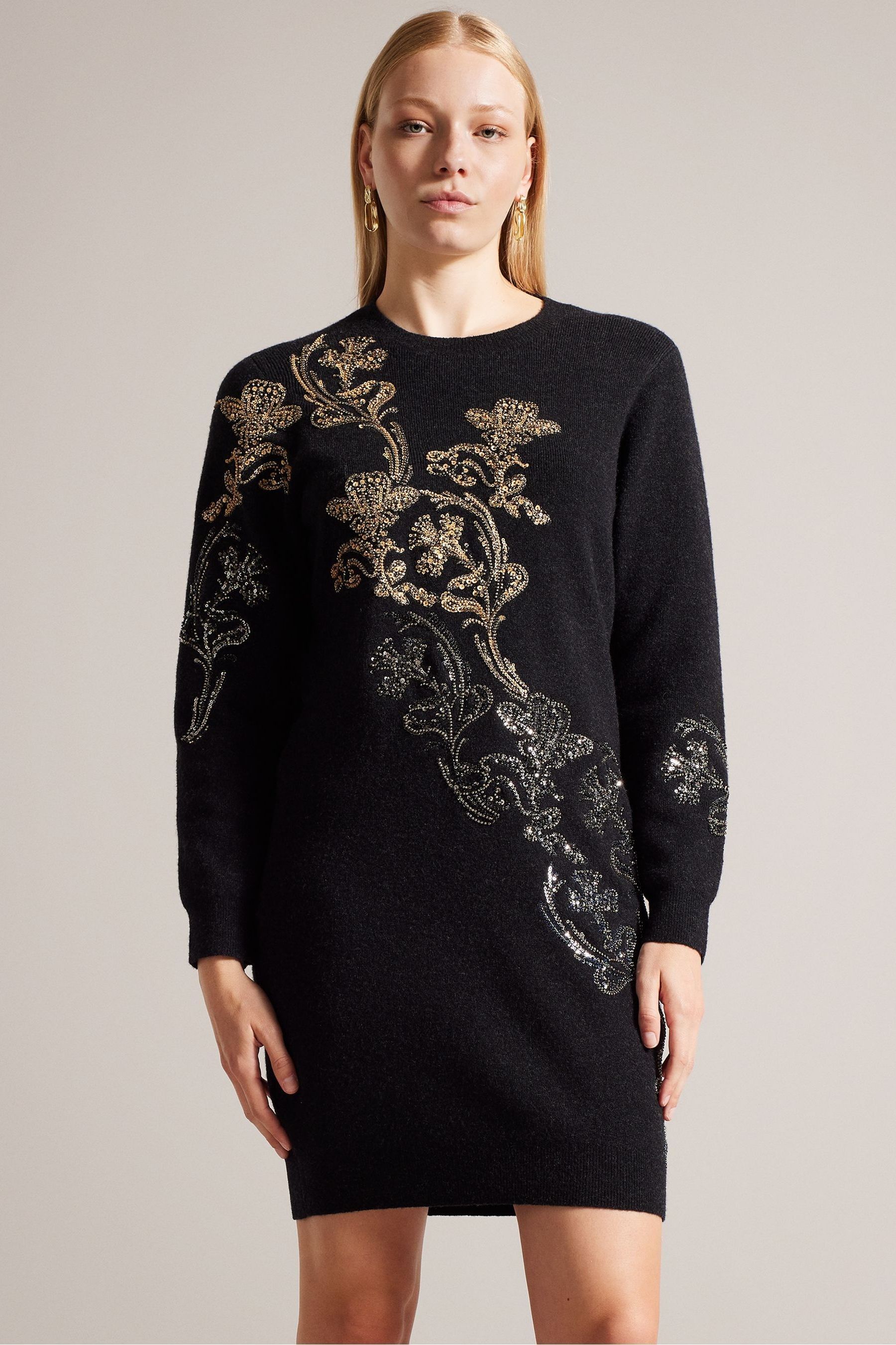 Buy Ted Baker Grey Salenaa Embellished Knit Dress from Next Luxembourg