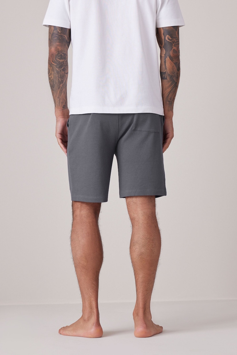 Slate Blue Textured Lightweight Shorts - Image 3 of 9