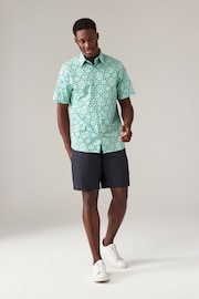 Green Regular Fit 100% Cotton Printed Short Sleeve Shirt - Image 2 of 5