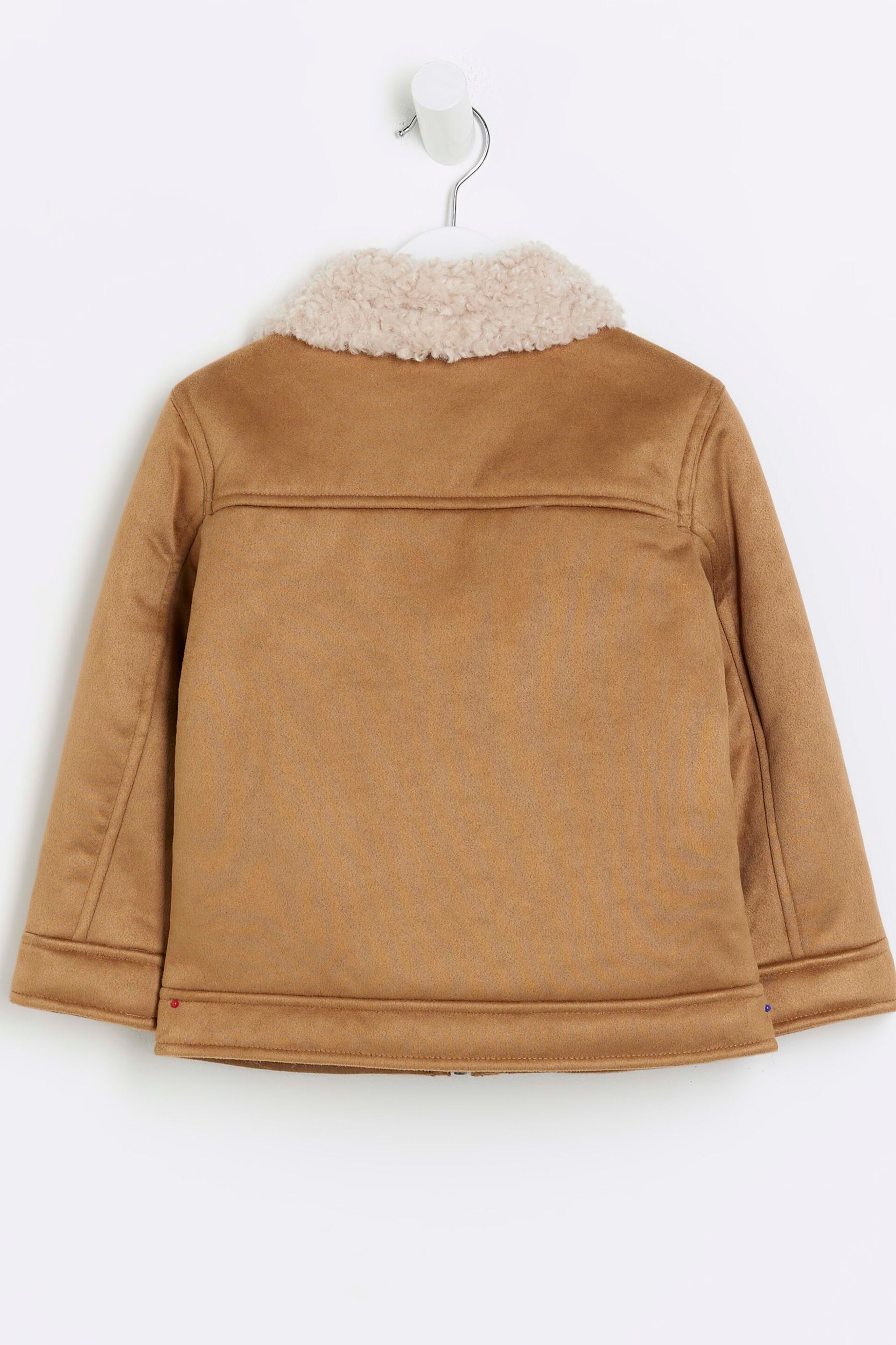 River Island Brown Boys Tan Shearling Coat - Image 2 of 4