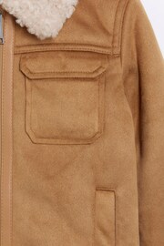 River Island Brown Boys Tan Shearling Coat - Image 4 of 4