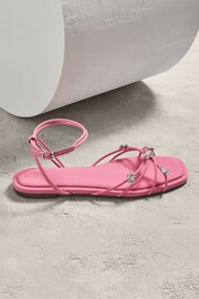 Pink Jewelled Flower Strappy Sandals - Image 2 of 6