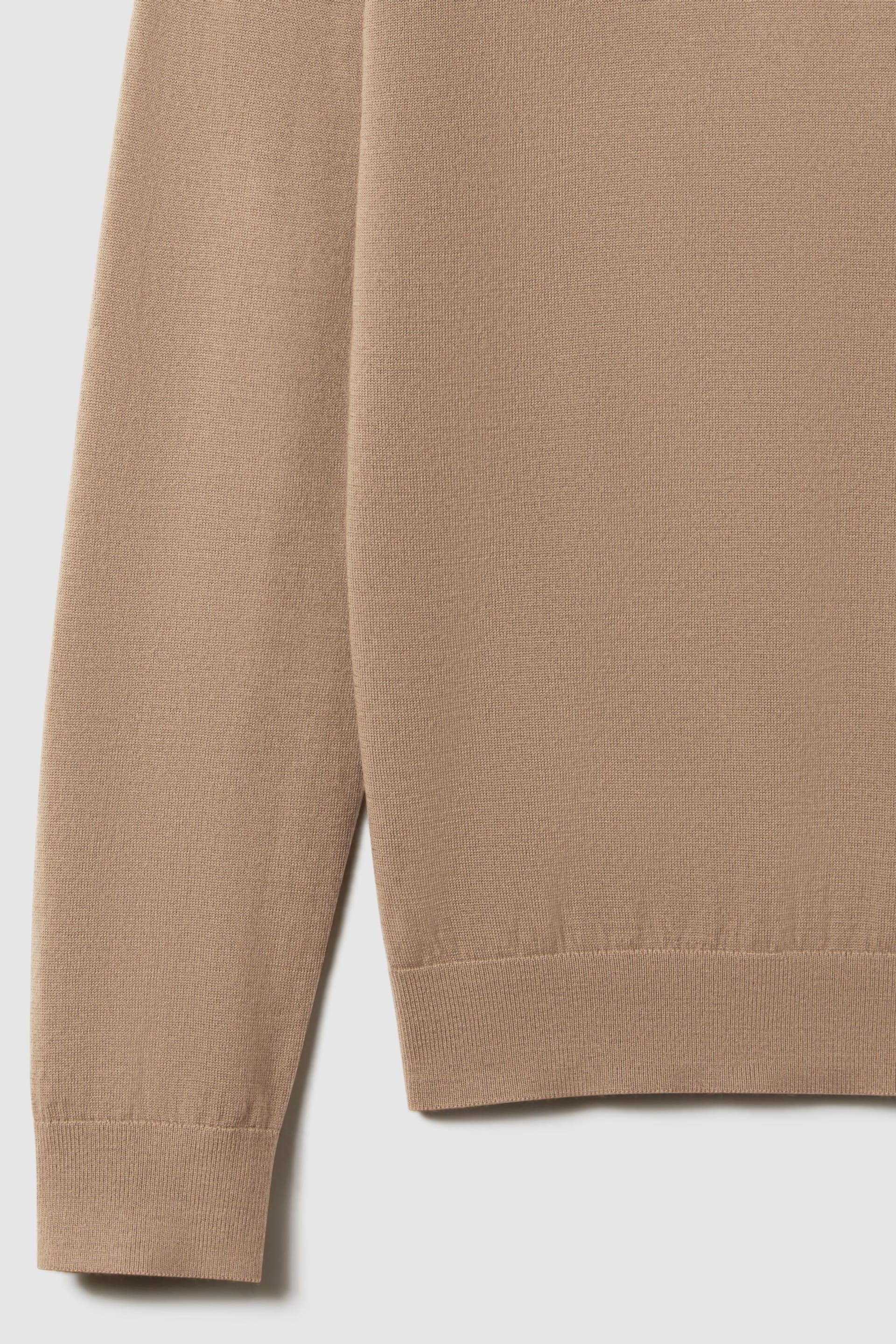 Reiss Camel Wessex Merino Wool Crew Neck Jumper - Image 6 of 6