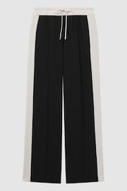 Reiss Black May Wide Wide Leg Contrast Stripe Drawstring Trousers - Image 2 of 6