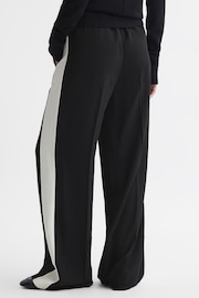 Reiss Black May Wide Wide Leg Contrast Stripe Drawstring Trousers - Image 5 of 6