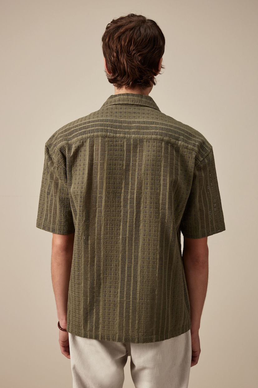 Green Broderie Short Sleeve Shirt - Image 3 of 7
