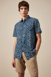 Blue Floral Short Sleeve Shirt - Image 1 of 7