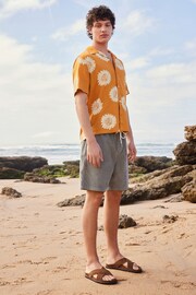 Orange Printed Short Sleeve Shirt With Cuban Collar - Image 2 of 7