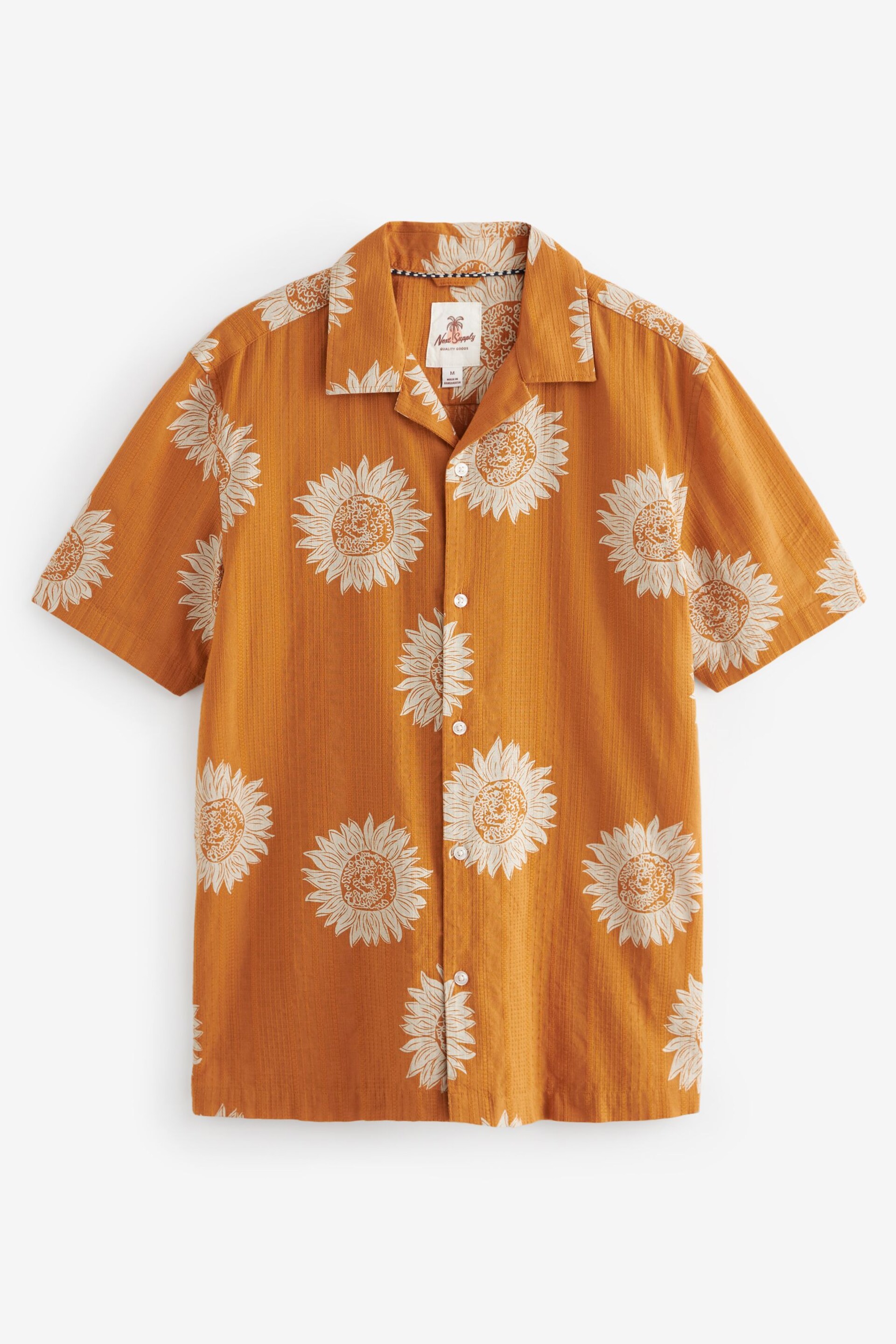 Orange Printed Short Sleeve Shirt With Cuban Collar - Image 5 of 7