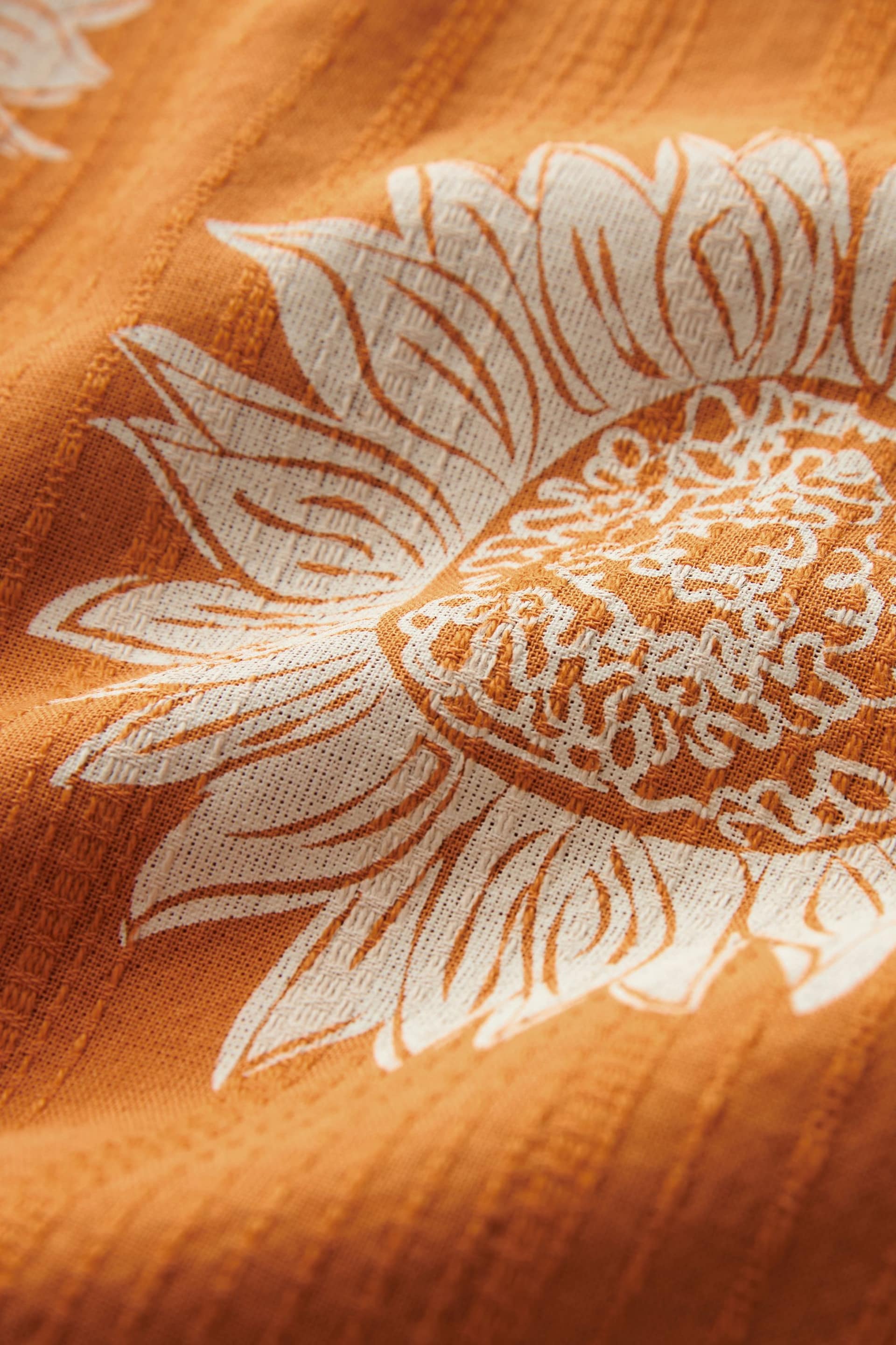 Orange Printed Short Sleeve Shirt With Cuban Collar - Image 7 of 7