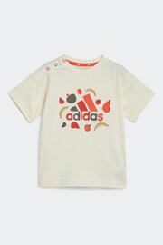 adidas Red/Cream Kids Sportswear Essentials All-Over Print T-Shirts Set - Image 2 of 6