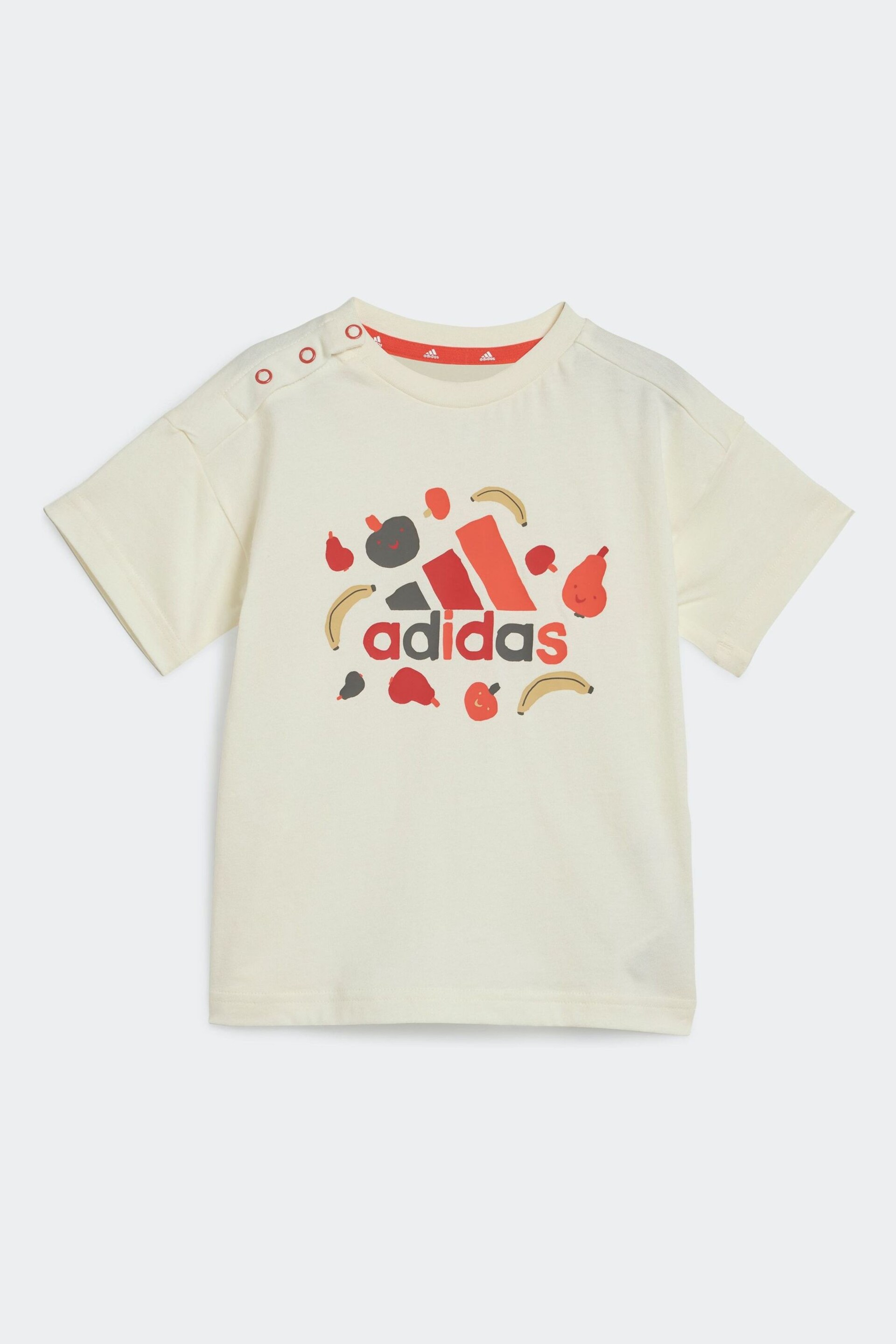 adidas Red/Cream Kids Sportswear Essentials All-Over Print T-Shirts Set - Image 2 of 6