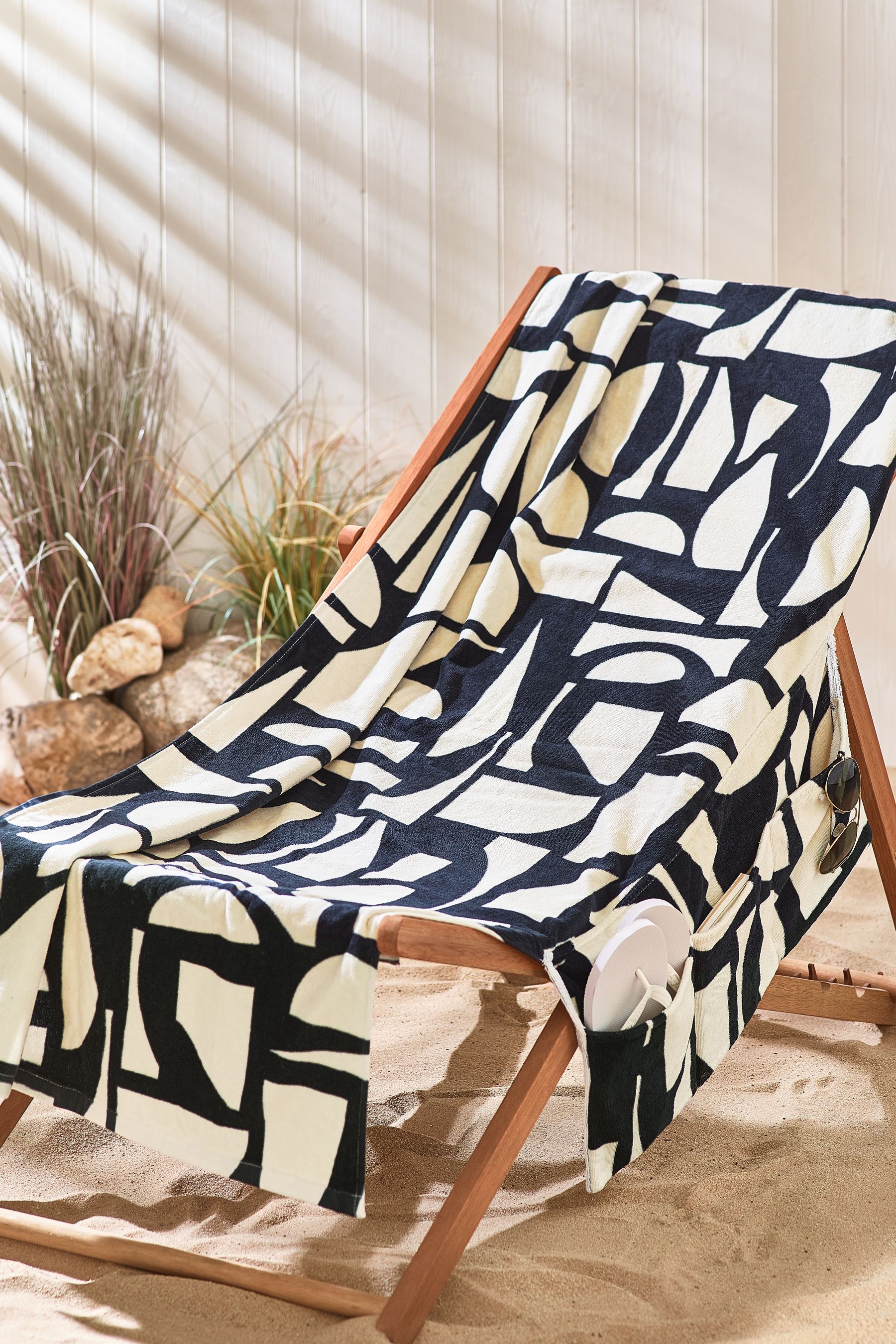 Buy Black Pocket 100 Cotton Beach Towel from Next Luxembourg