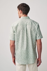 Green Textured Floral Short Sleeve Shirt - Image 4 of 9