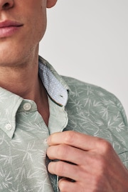 Green Textured Floral Short Sleeve Shirt - Image 5 of 9