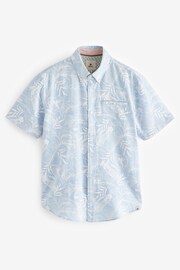 Blue Textured Floral Short Sleeve Shirt - Image 5 of 7