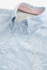 Blue Textured Floral Short Sleeve Shirt - Image 6 of 7