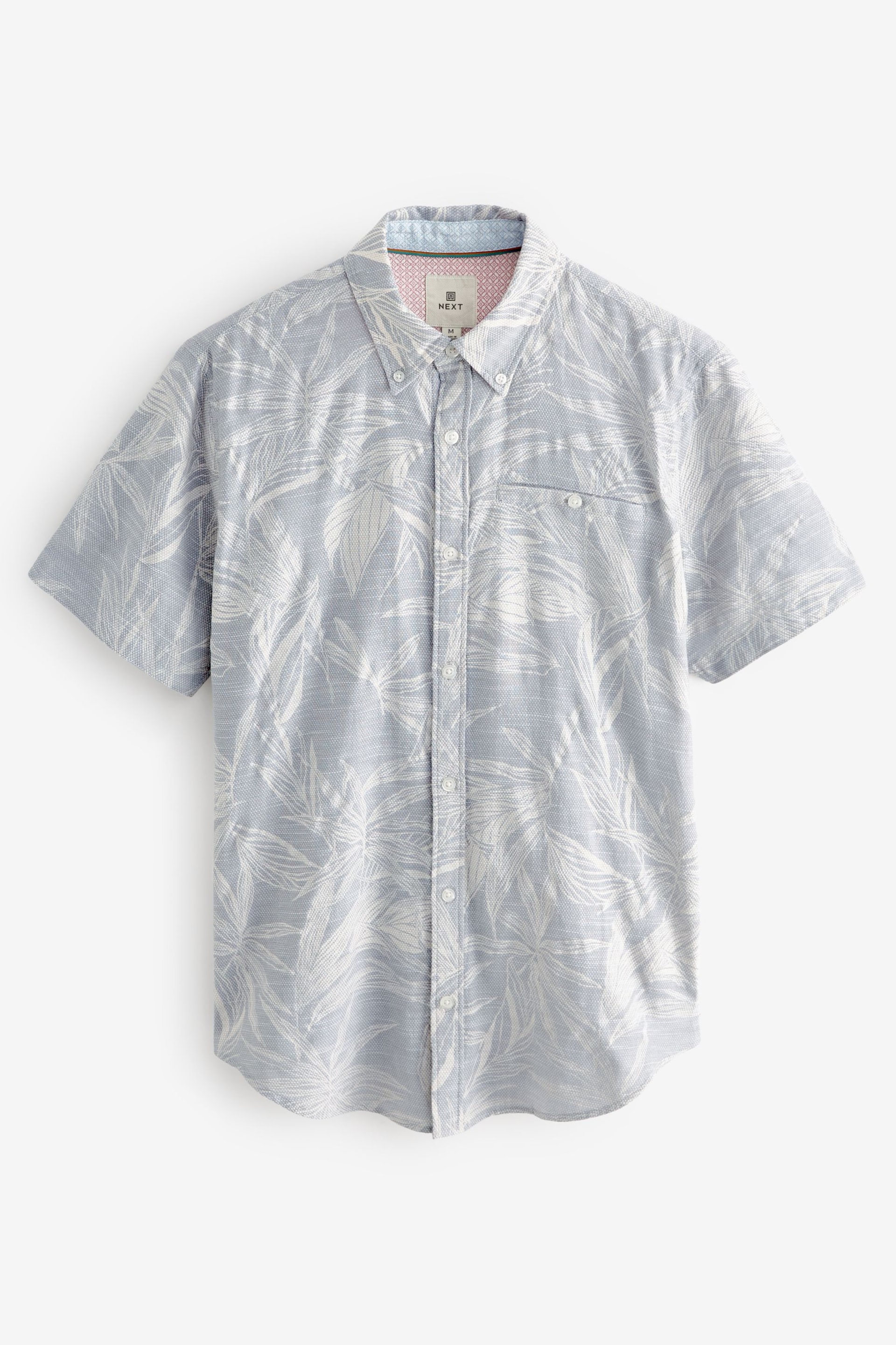 Grey Textured Floral Short Sleeve Shirt - Image 5 of 7