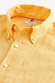 Yellow Standard Collar Signature 100% Linen Long Sleeve Shirt - Image 10 of 10