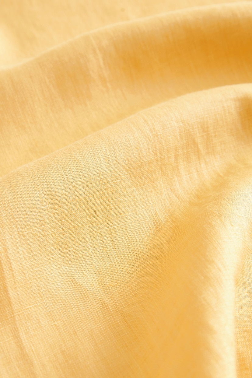Yellow Standard Collar Signature 100% Linen Long Sleeve Shirt - Image 11 of 11