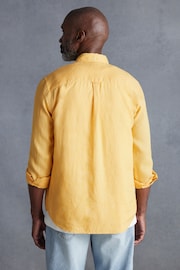 Yellow Standard Collar Signature 100% Linen Long Sleeve Shirt - Image 5 of 10