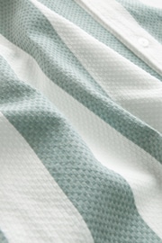 Green Textured Stripe Short Sleeve Shirt with Cuban Collar - Image 7 of 7