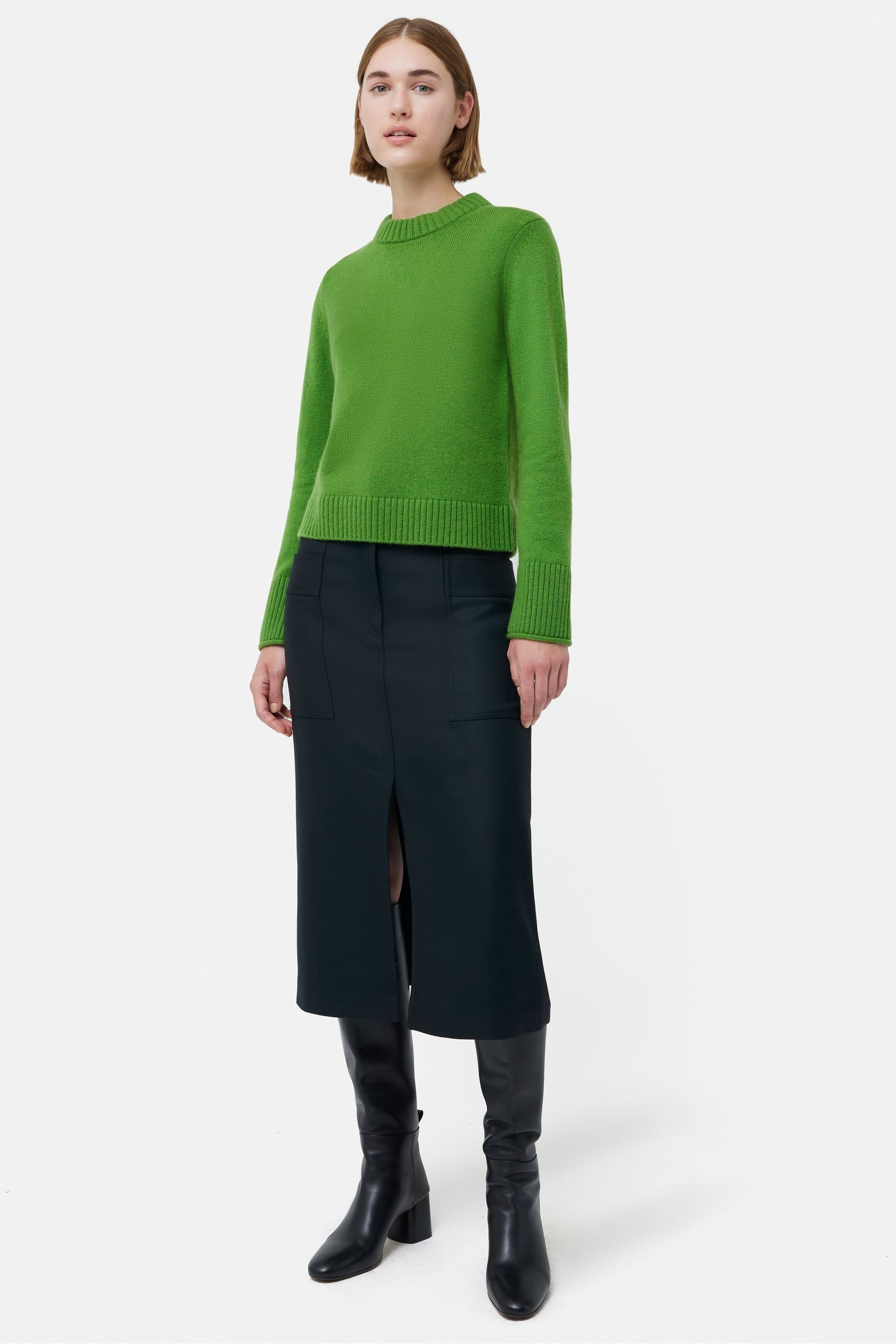 Buy Jigsaw Green Compact Wool Crew Jumper from Next Ireland