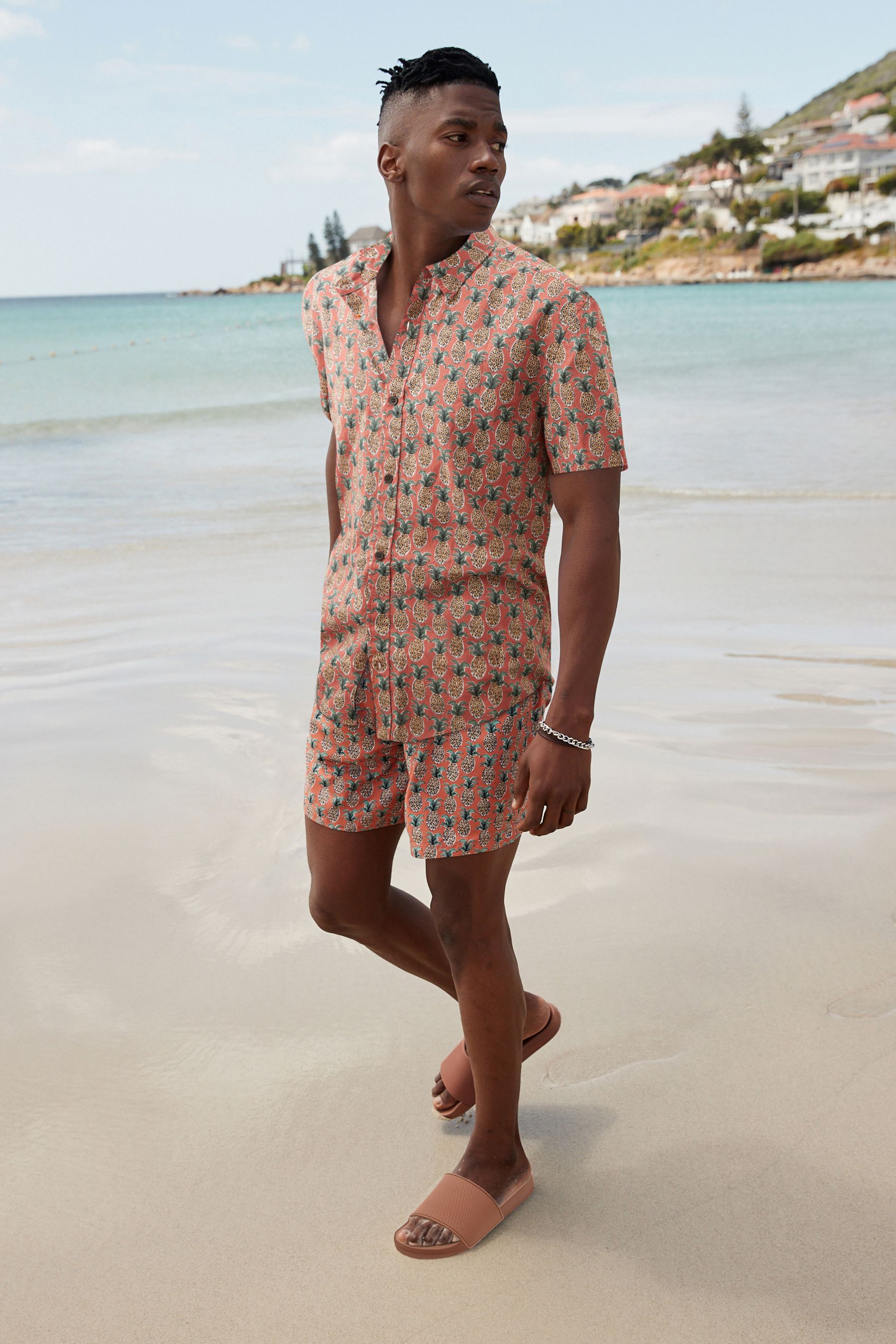 Buy Rust Orange Relaxed Fit Printed Swim Shorts from Next USA
