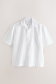 White Overhead Linen Blend Short Sleeve Shirt - Image 5 of 7