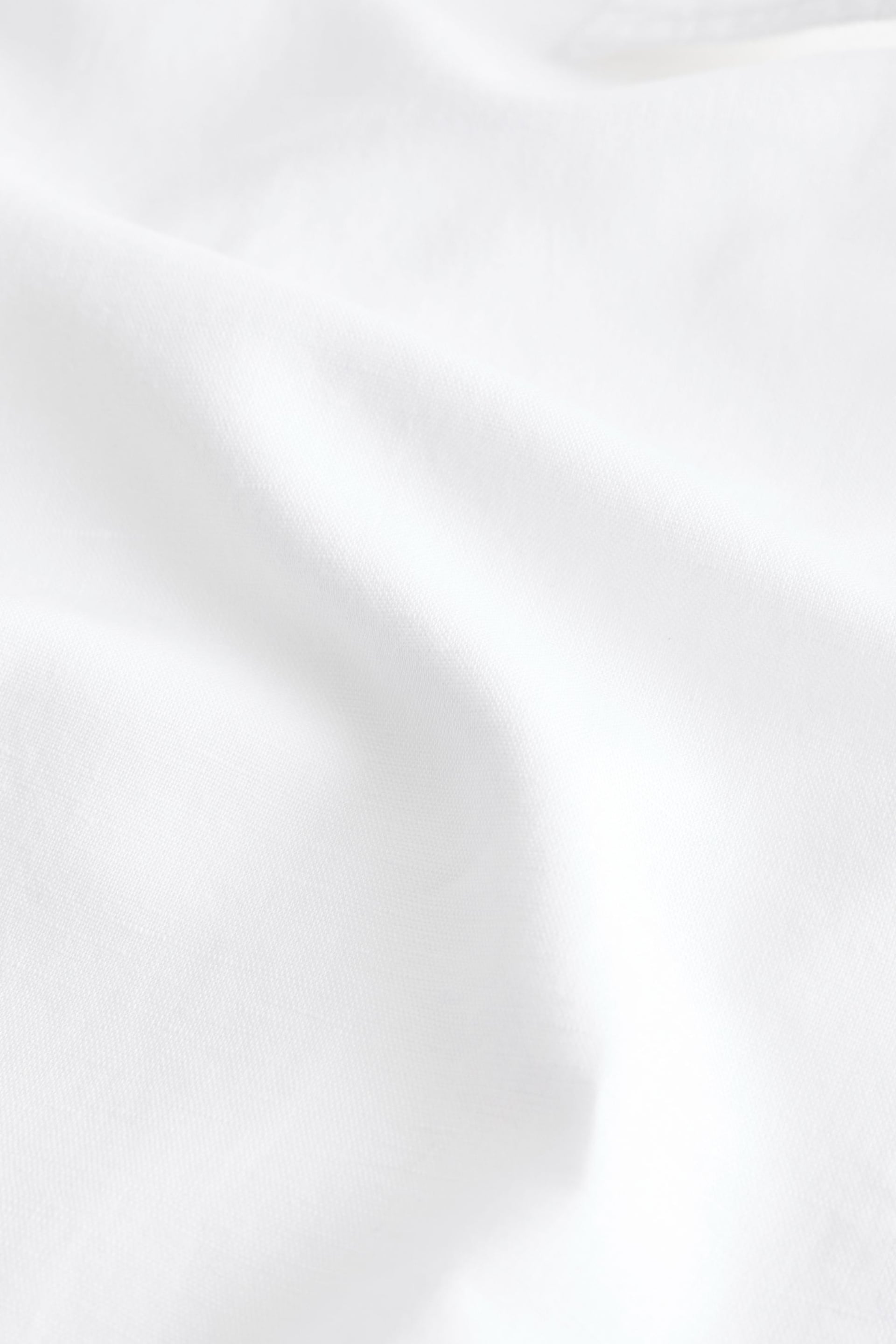 White Overhead Linen Blend Short Sleeve Shirt - Image 6 of 7