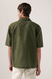 Green Overhead Linen Blend Short Sleeve Shirt - Image 3 of 7