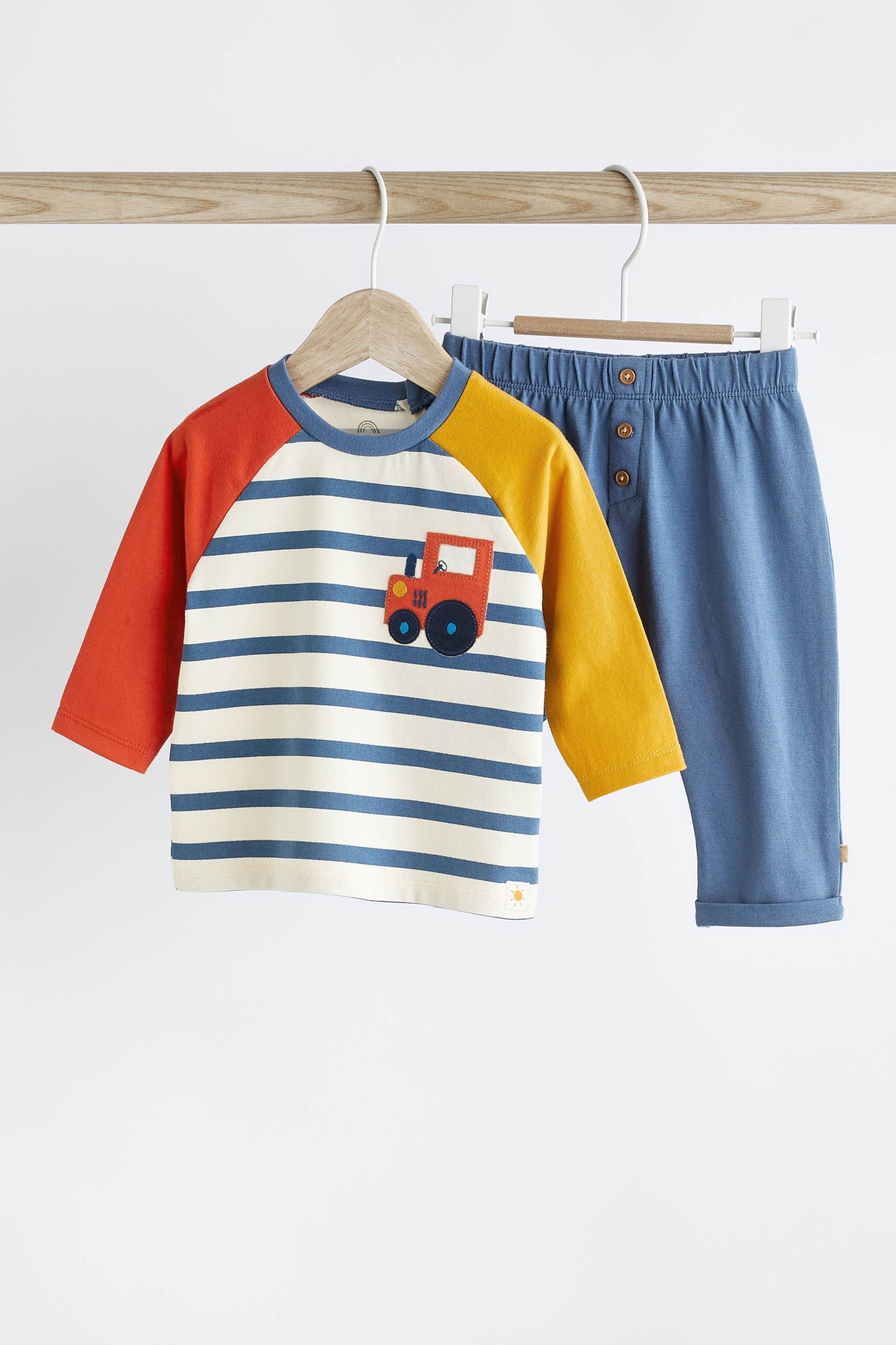 Blue Tractor Baby Top and Leggings 2 Piece Set - Image 1 of 9