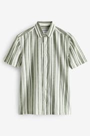 Green Linen Blend Stripe Short Sleeve Shirt - Image 6 of 8