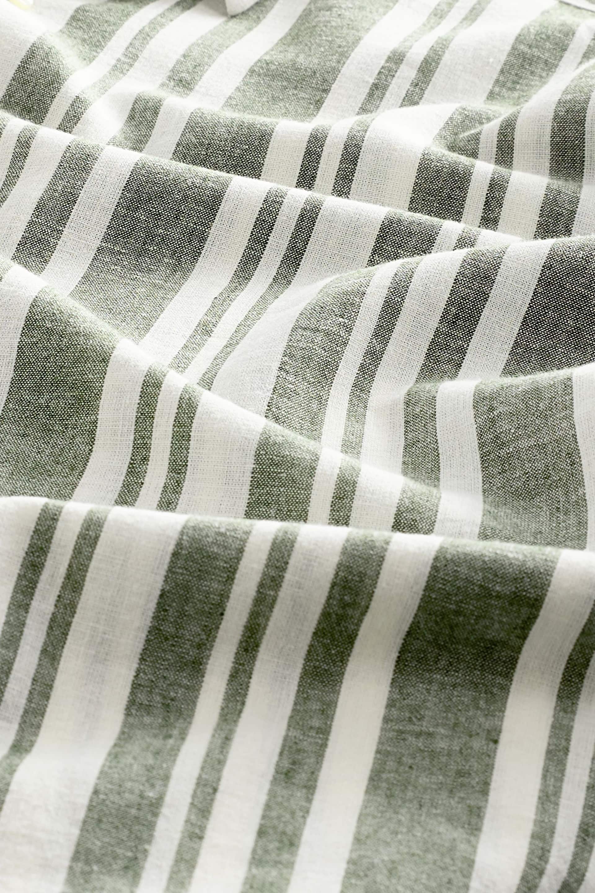 Green Linen Blend Stripe Short Sleeve Shirt - Image 8 of 8