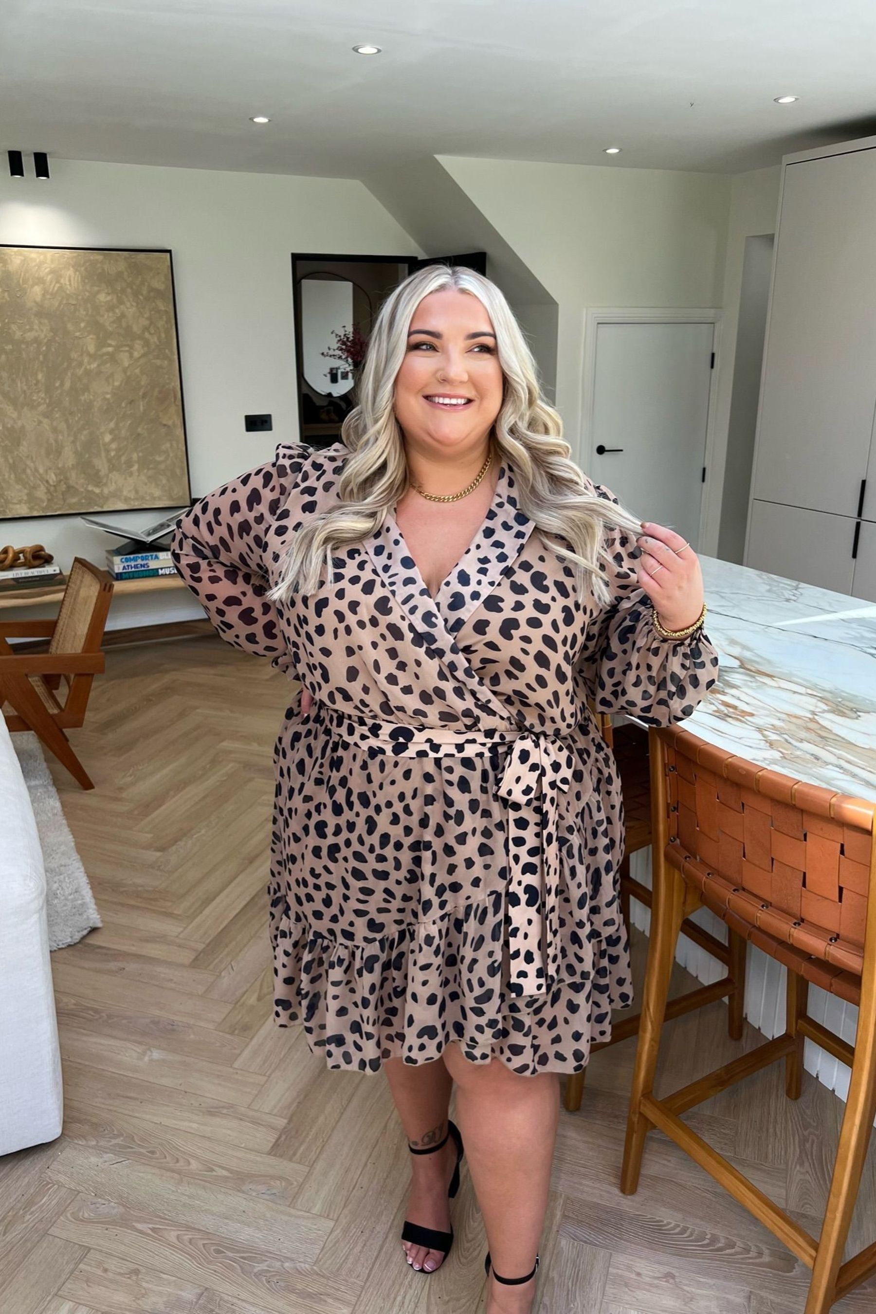 Leopard print wrap dress plus size discount