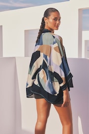 Blue Geo Short Kimono Cover-Up - Image 1 of 6