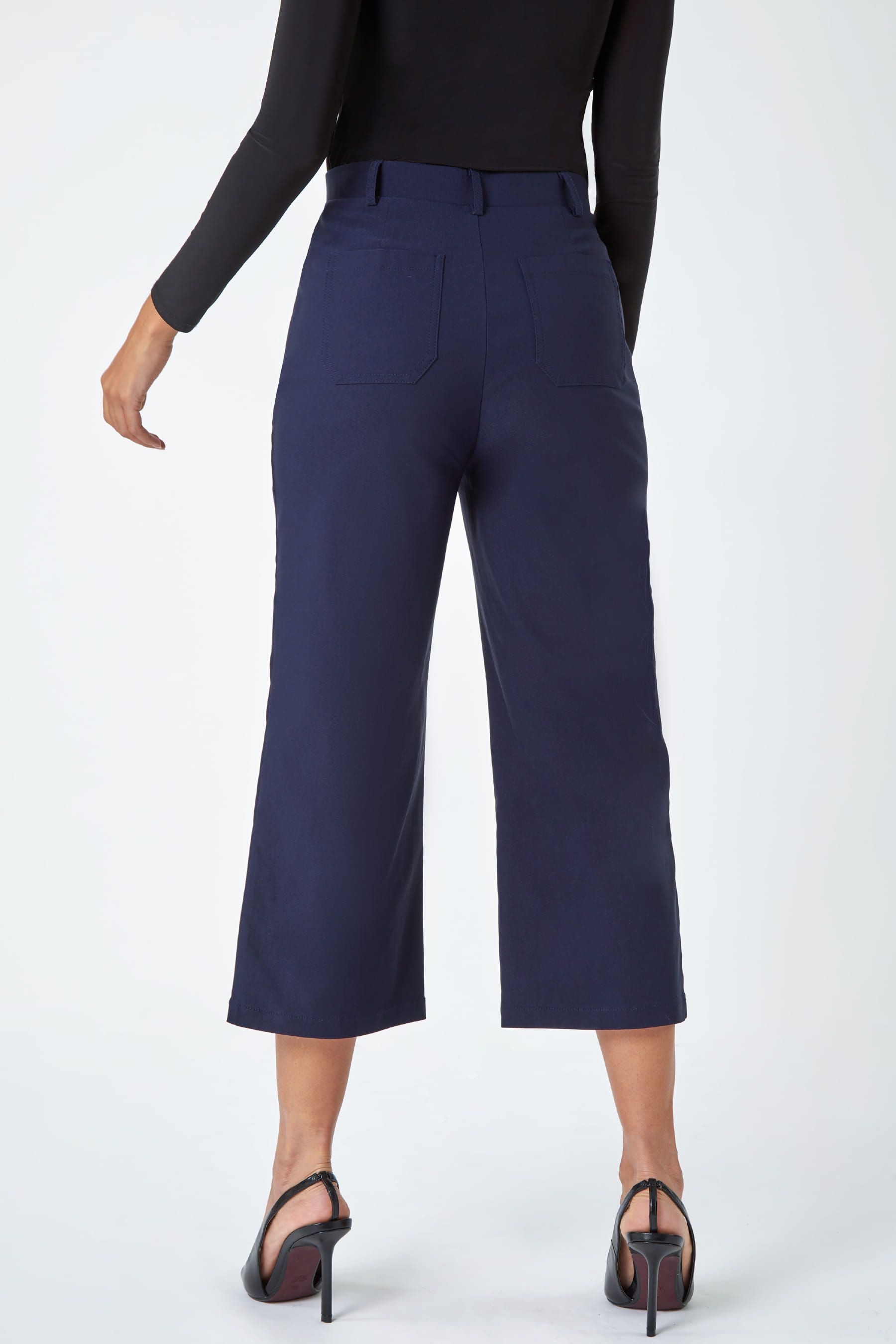 Navy cropped culottes hotsell