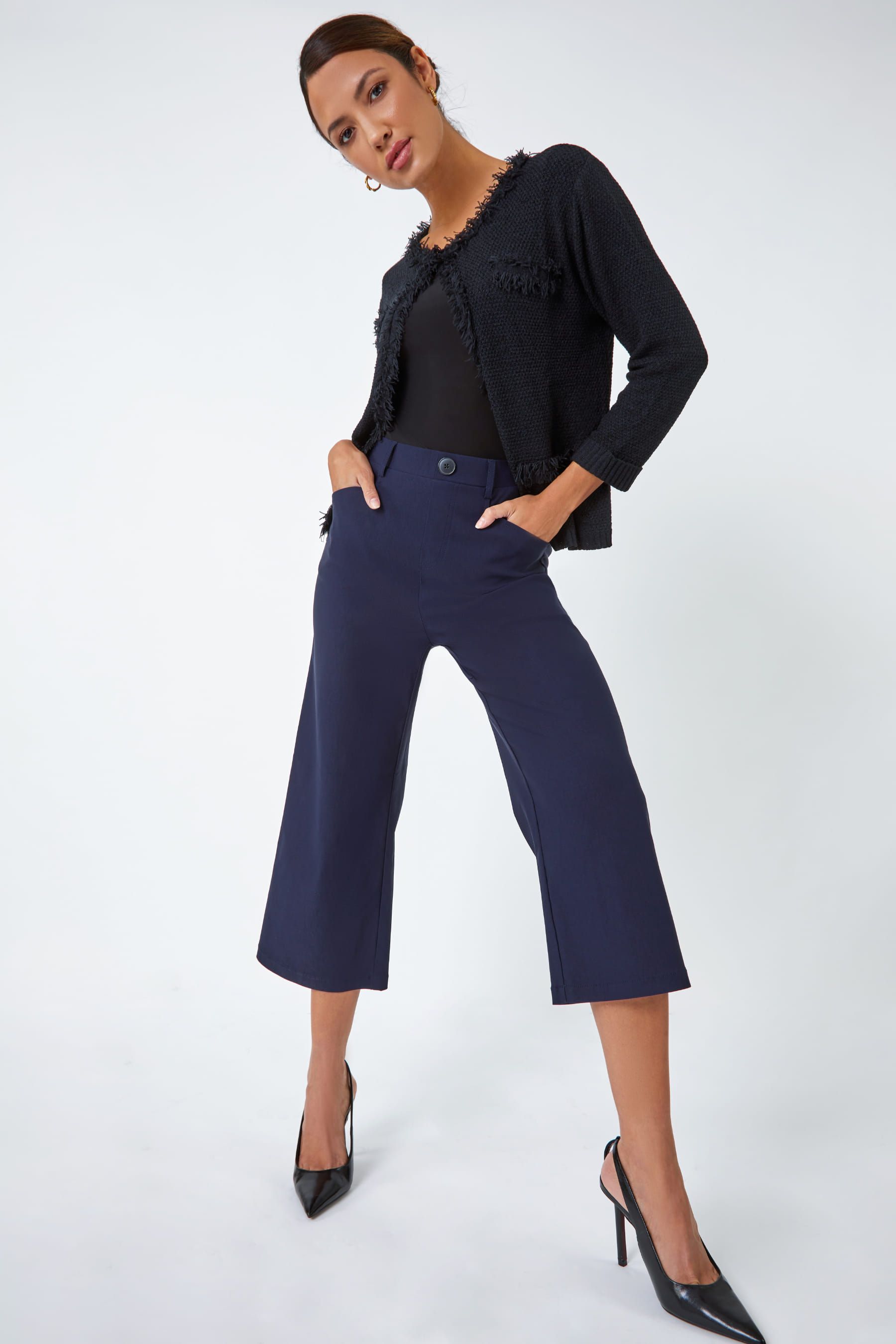 Buy Roman Navy Blue Cropped Stretch Culottes from the Next UK online shop