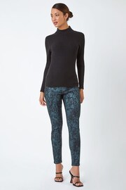 Roman Blue Animal Print Stretch Jeggings - Image 3 of 5