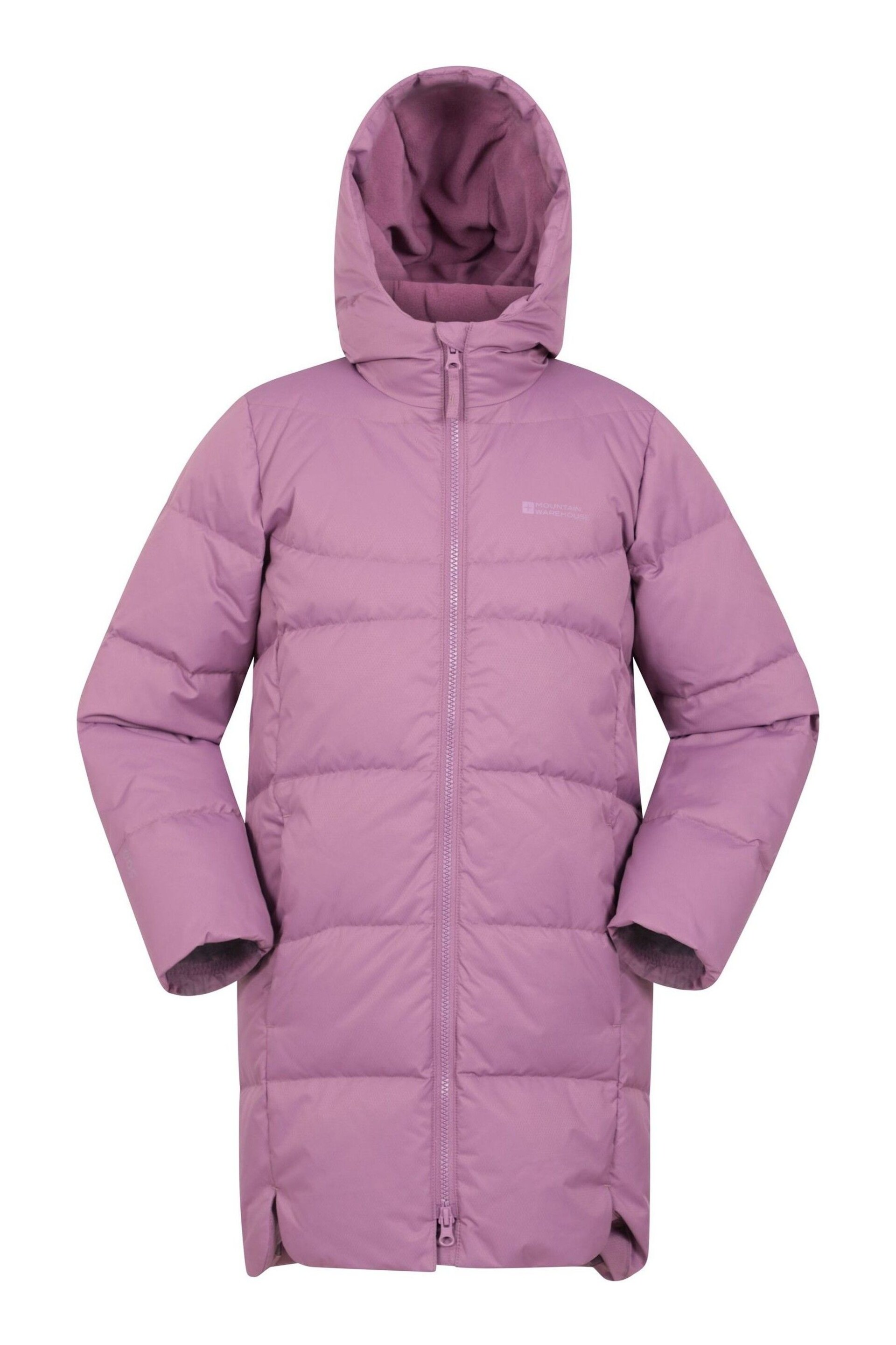 Mountain Warehouse Purple Long Line Down Kids Jacket - Image 1 of 6