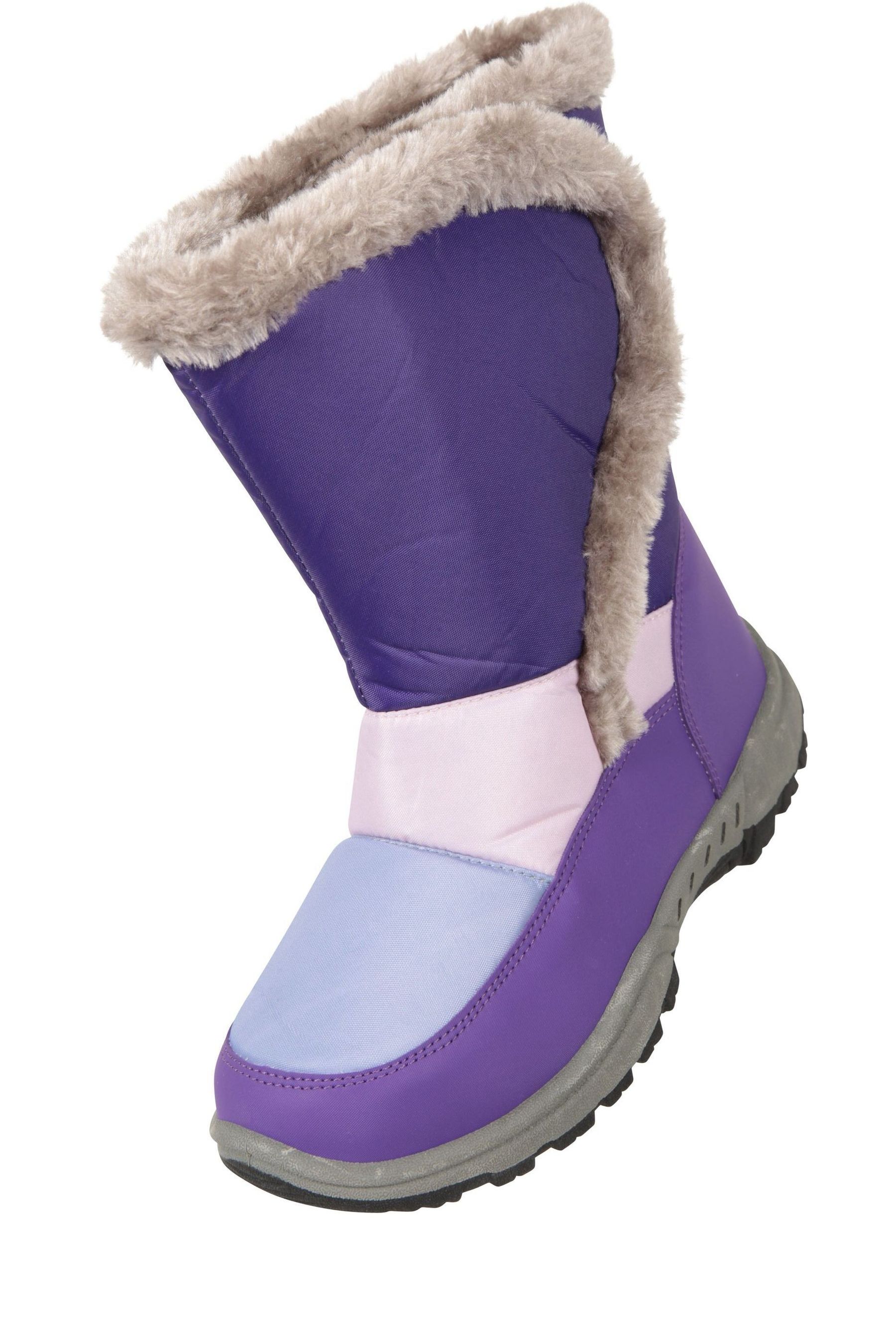 Mountain Warehouse Caribou Kids Faux Fur Trim Adaptive Snow Boots Purple Size 5