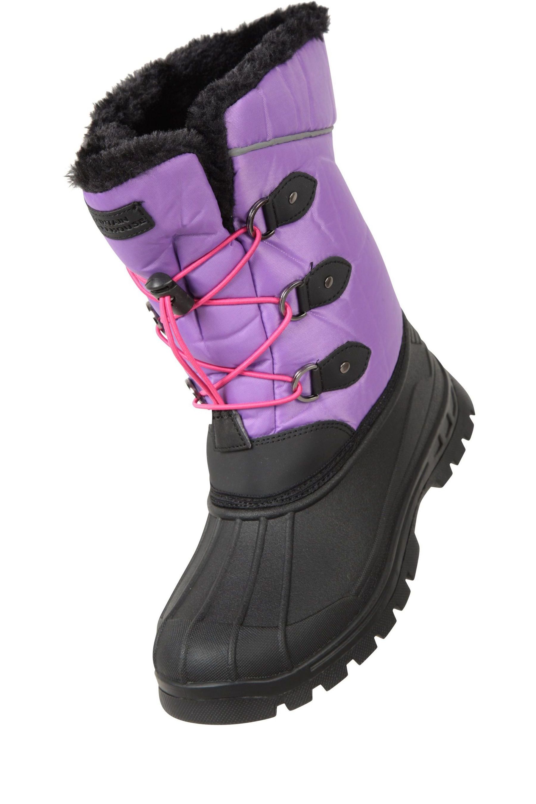 Mountain Warehouse Purple Black Kids Whistler Sherpa Lined Adaptive Snow Boots