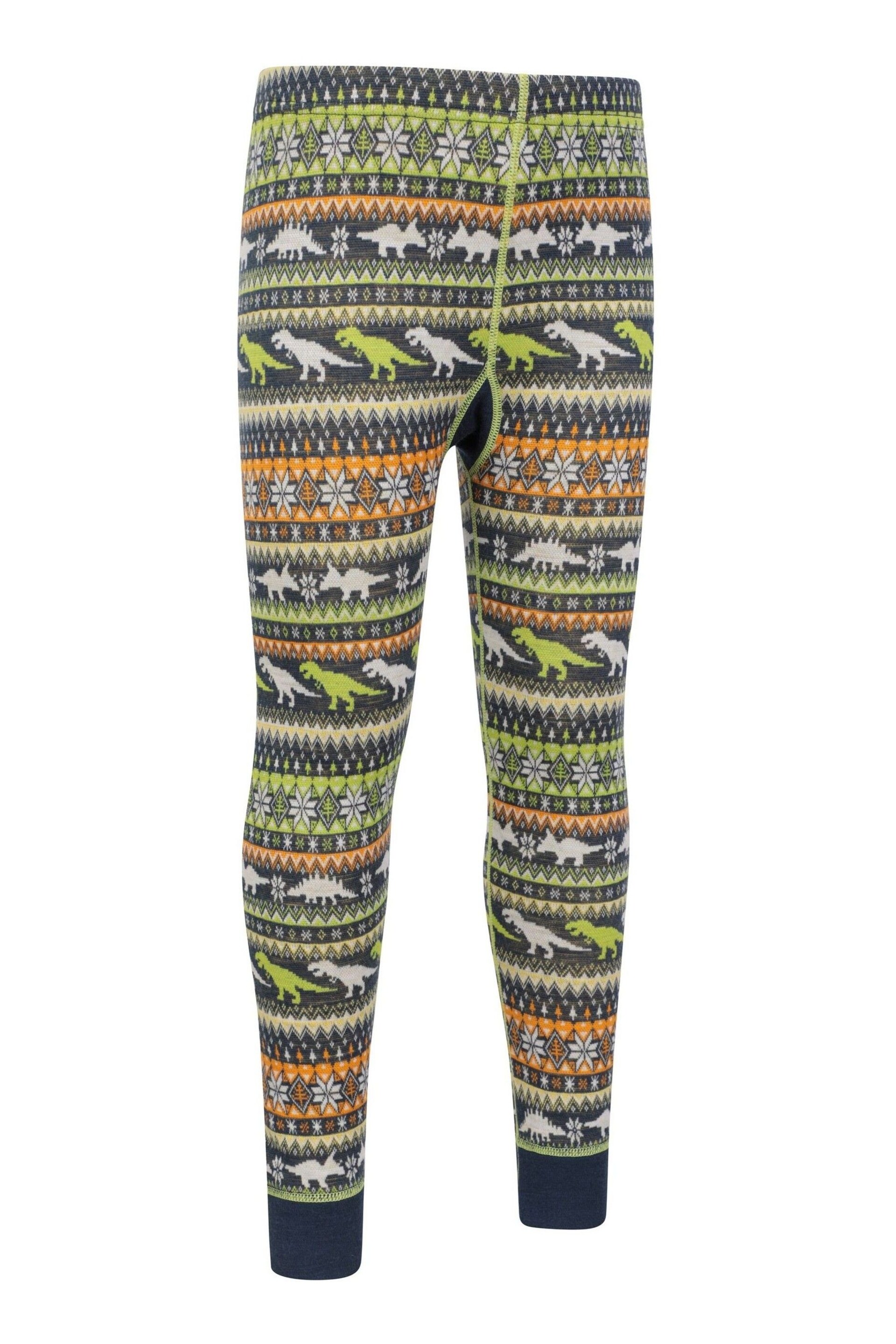 Mountain Warehouse Green Kids Jacquard Merino Thermal Top And Pants Set - Image 5 of 5