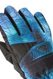 Mountain Warehouse Blue Kids Extreme Waterproof Printed Ski Gloves - Image 3 of 6