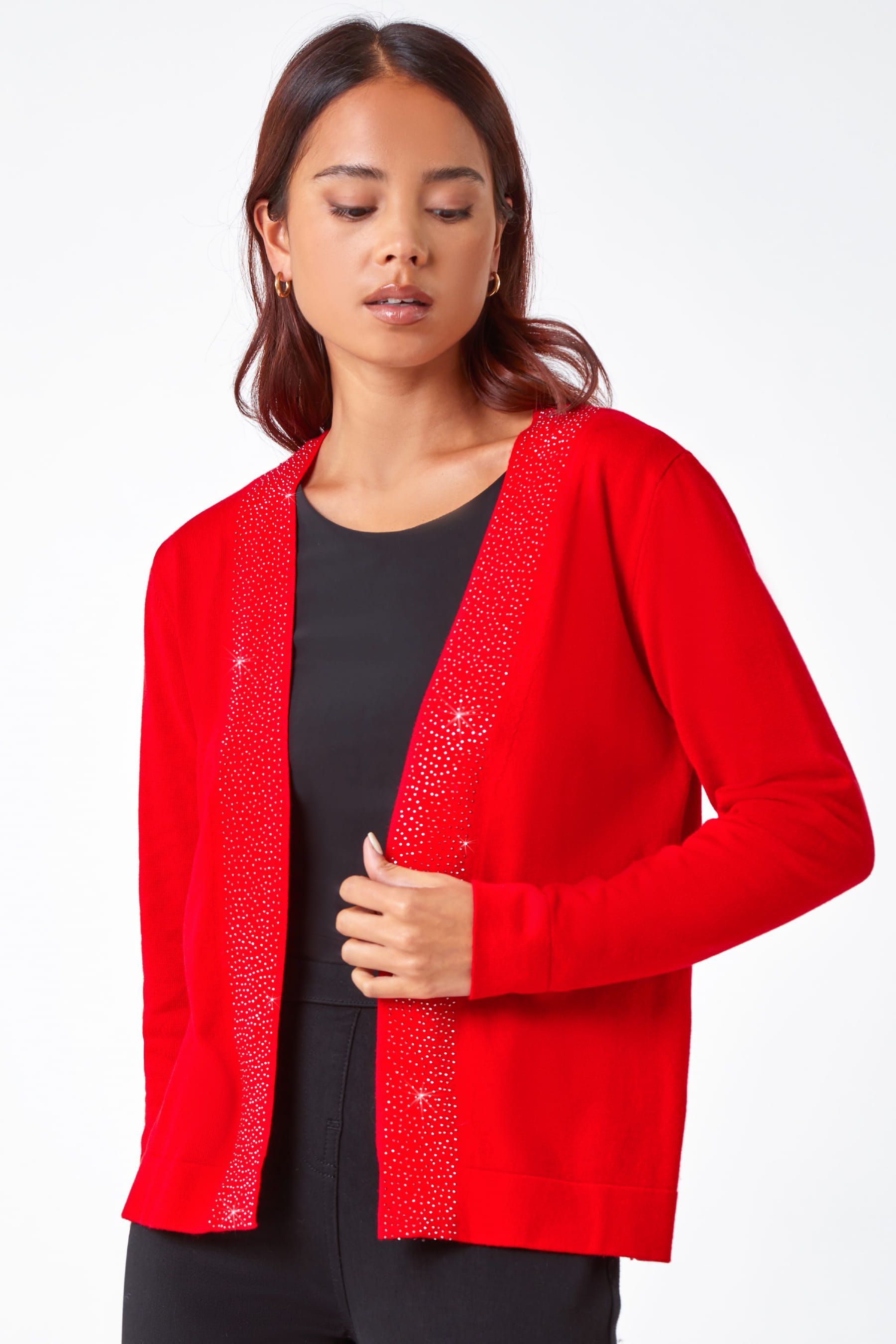 Red petite cardigan sales