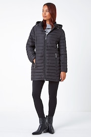 Roman Black Petite Quilted Longline Puffer Coat - Image 2 of 5