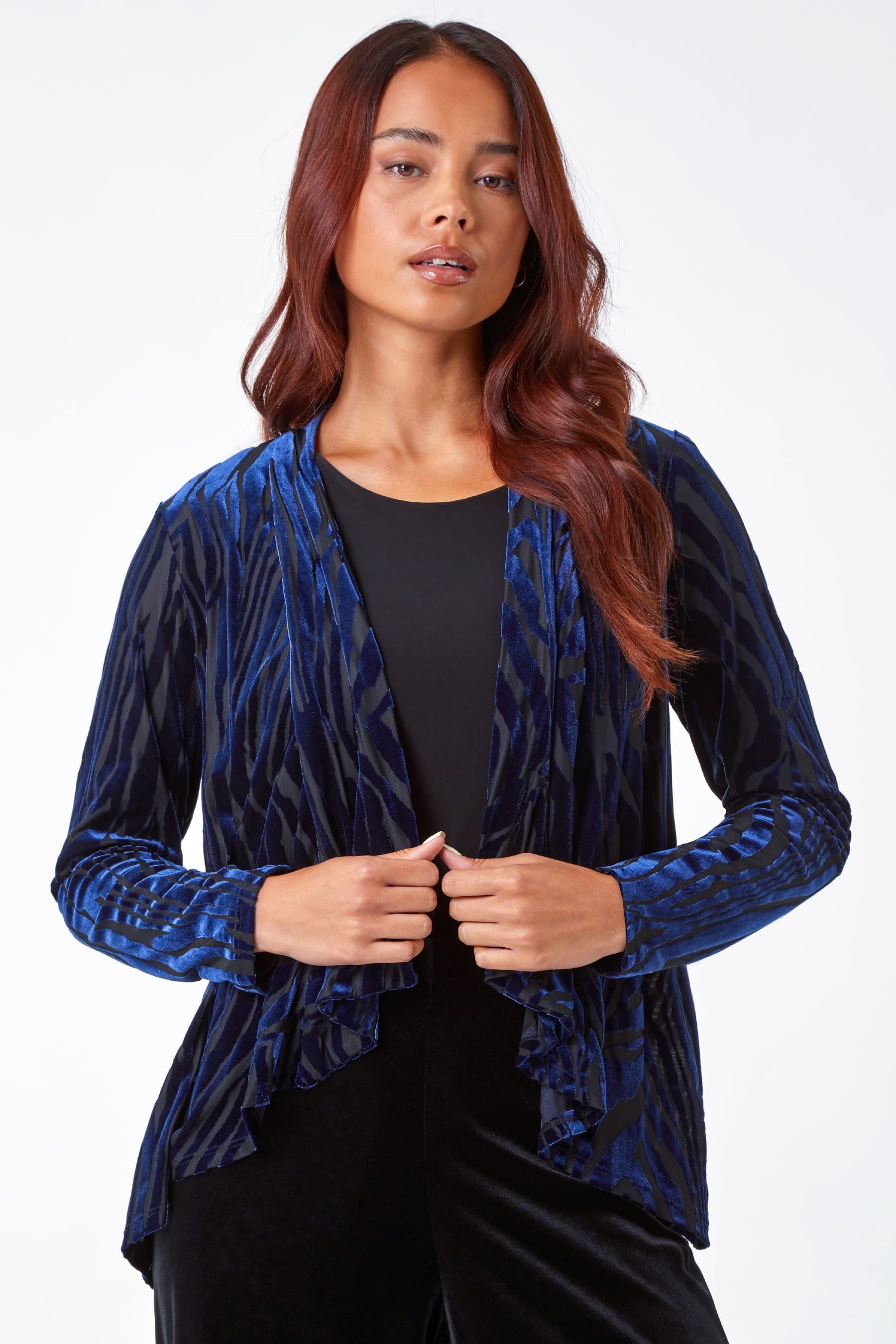 Buy Roman Blue Petite Animal Stretch Waterfall Jacket from the Next UK online shop