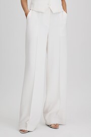 Reiss White Sienna Crepe Wide Leg Suit Trousers - Image 3 of 7