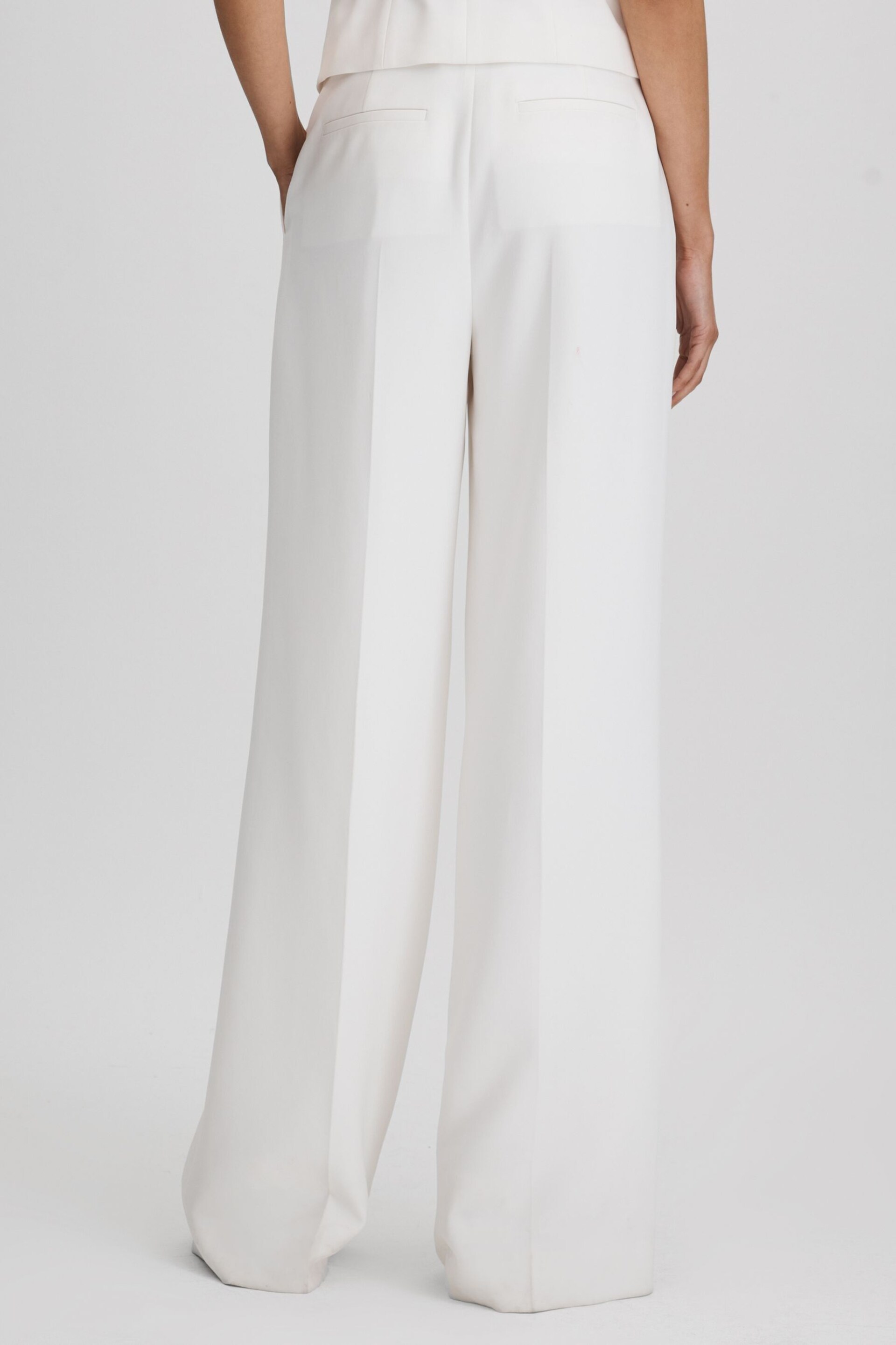 Reiss White Sienna Crepe Wide Leg Suit Trousers - Image 6 of 7