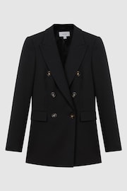 Reiss Black Lana Tailored Textured Wool Blend Double Breasted Blazer - Image 2 of 5